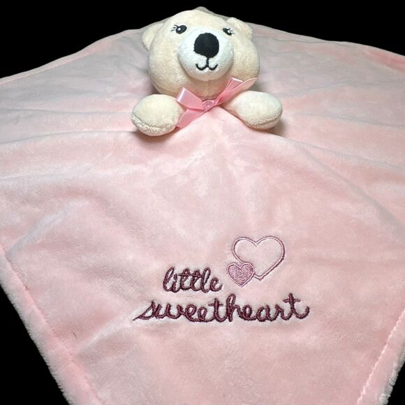 Baby Starters Bear "Little Sweetheart Heart" Lovey Security Blanket Satin Back - Picture 2 of 9